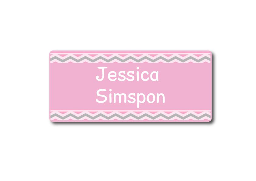Pink Pattern Rectangle Name Label