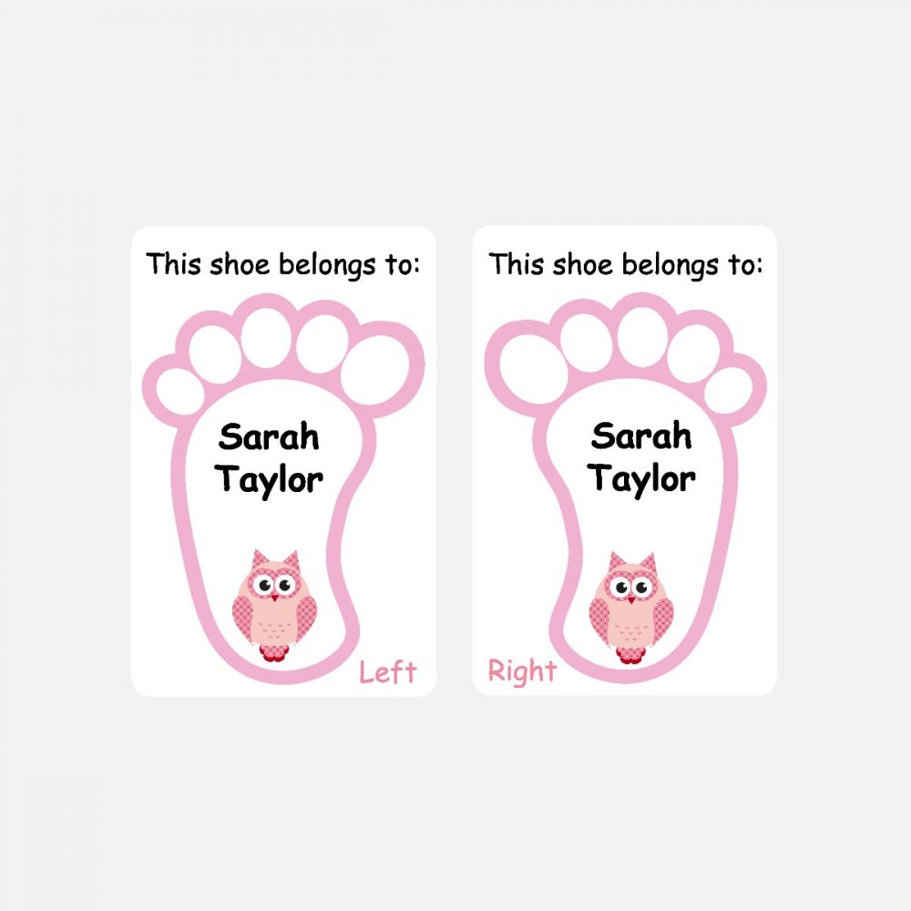 5 Pairs of Personalised Iron-on Name Shoe Labels - Owl_Tall876#