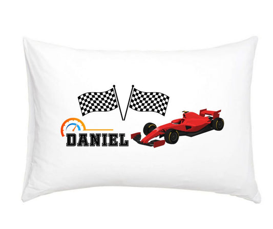 Racing Car Red - Personalised Pillow Case