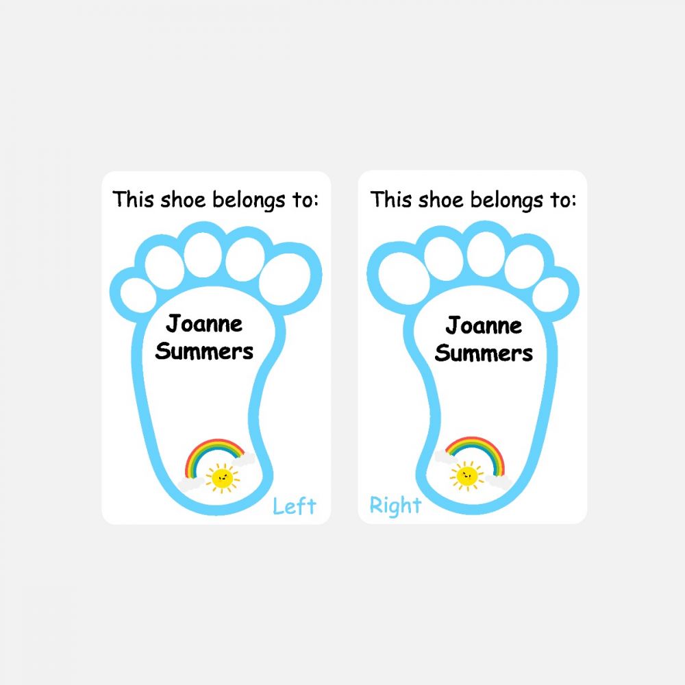 5 Pairs of Personalised Iron-on Name Shoe Labels - Rainbow