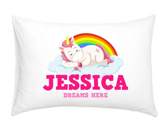 Rainbow Cloud SL01 - Unicorn Personalised Pillow Case