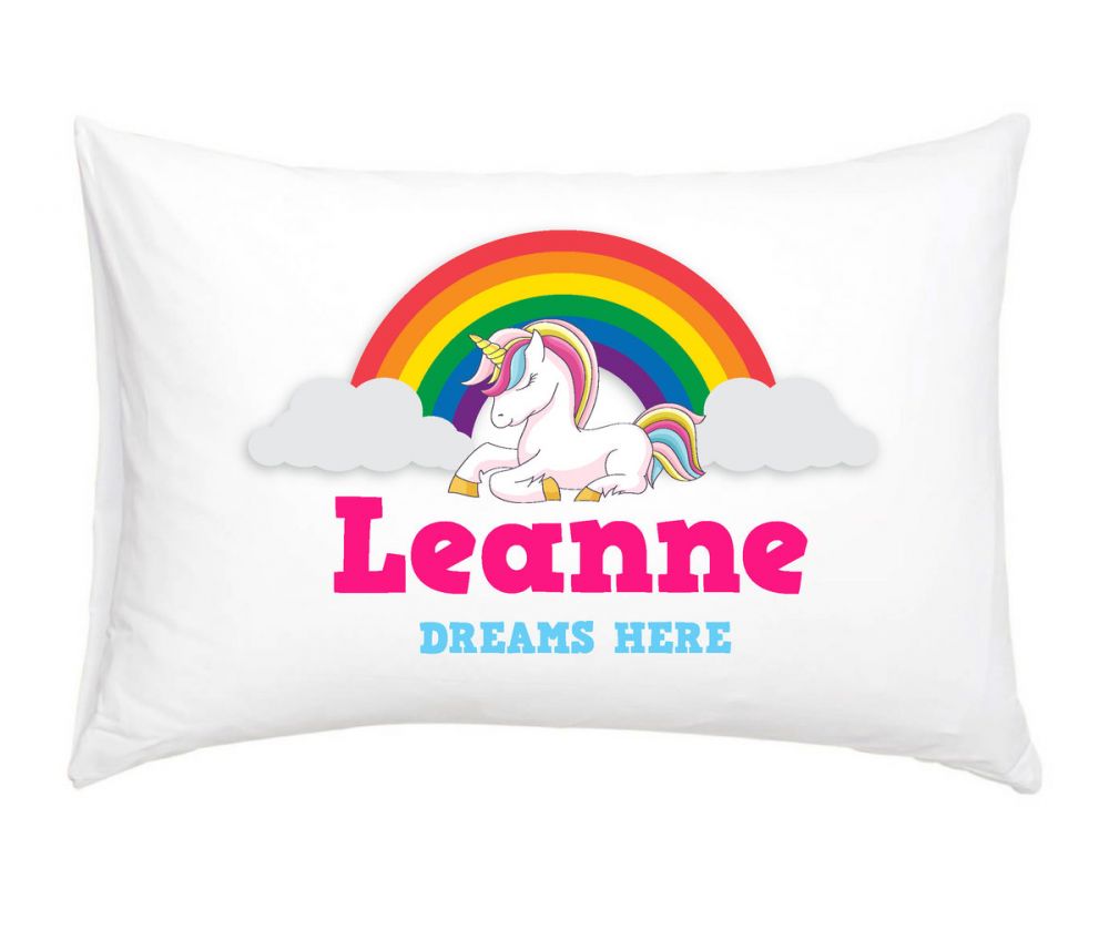 Rainbow Unicorn Personalised Pillow Case