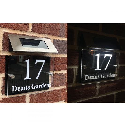 Personalised Acrylic Rectangle Door Sign with Solar Light