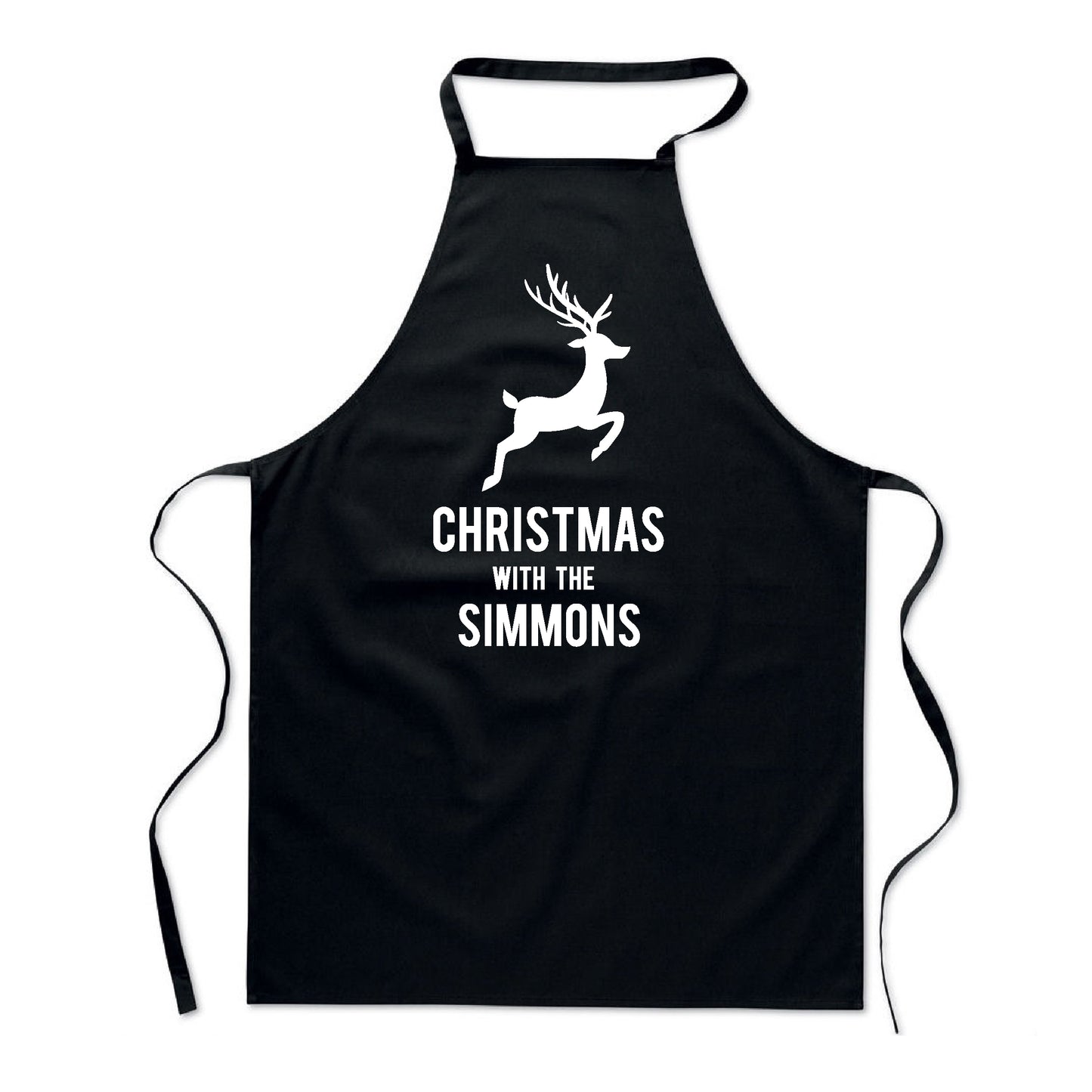 Personalised Black Christmas Name Apron - Reindeer