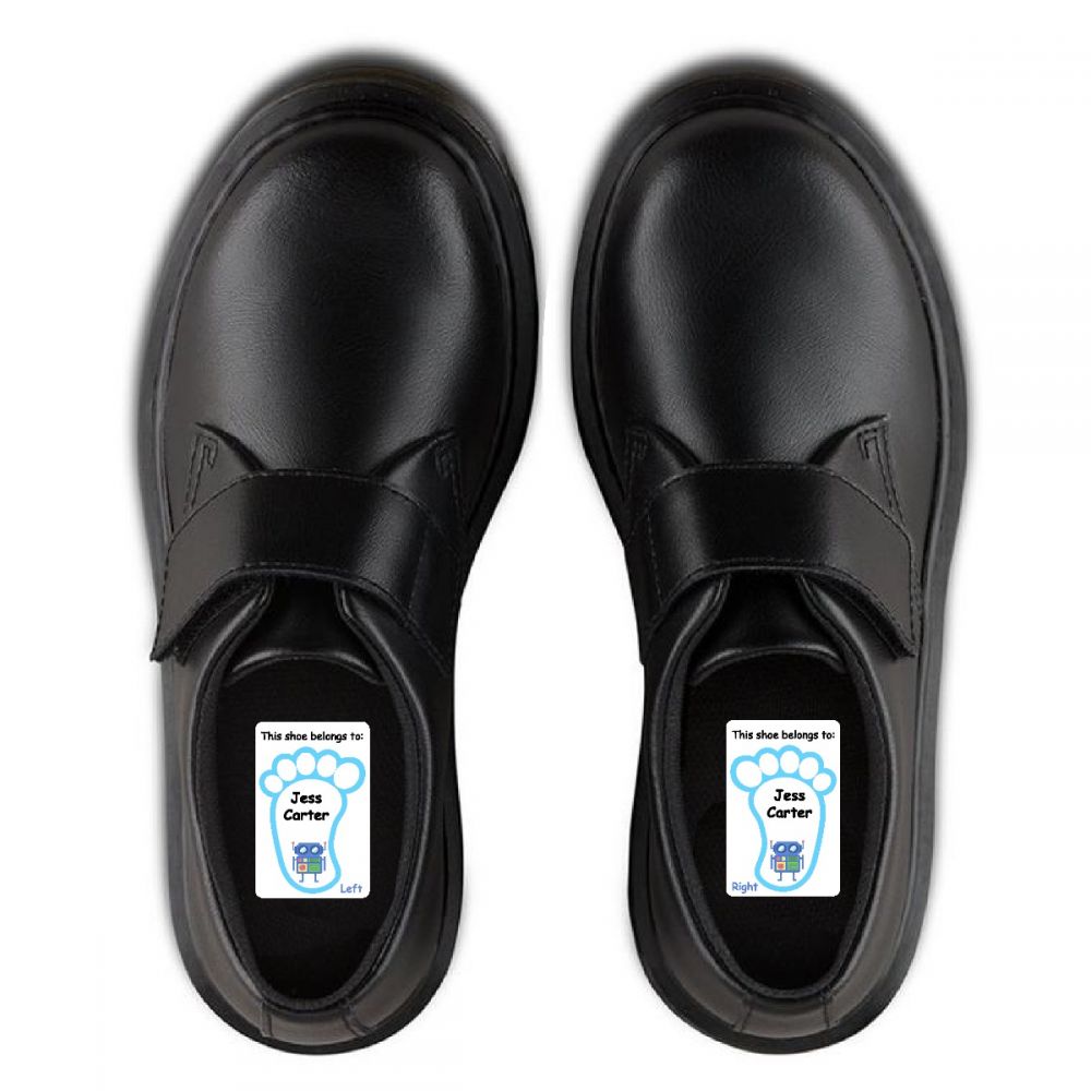 5 Pairs of Personalised Iron-on Name Shoe Labels - Robot