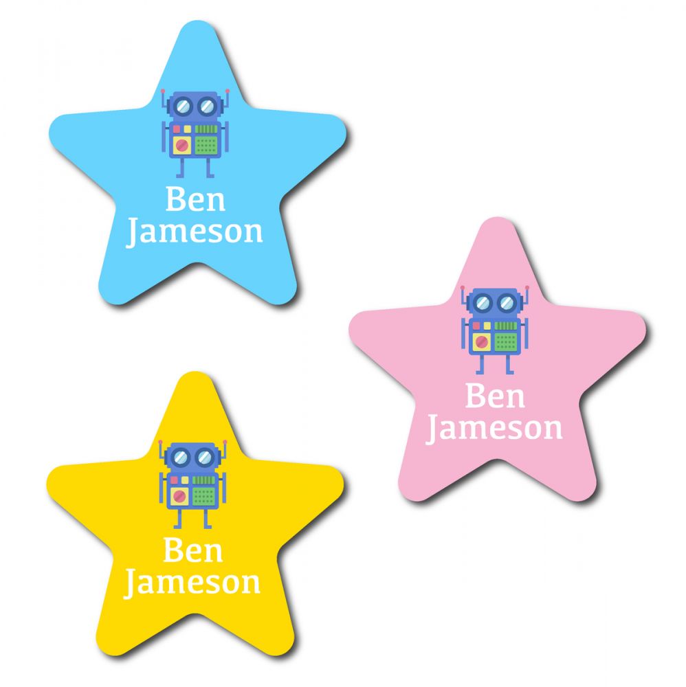 30 Star Robot Name Labels