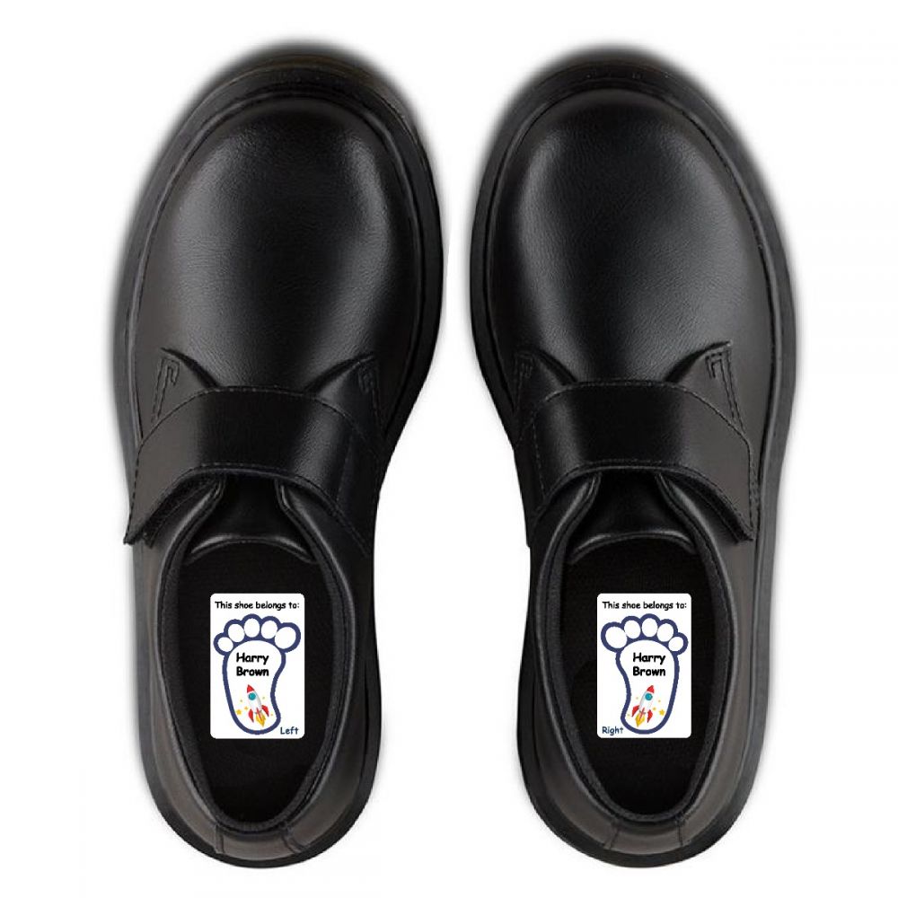 5 Pairs of Personalised Iron-on Name Shoe Labels - Rocket