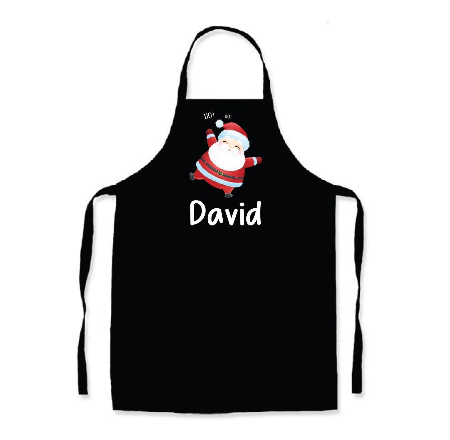 Personalised Black Christmas Name Apron - Santa