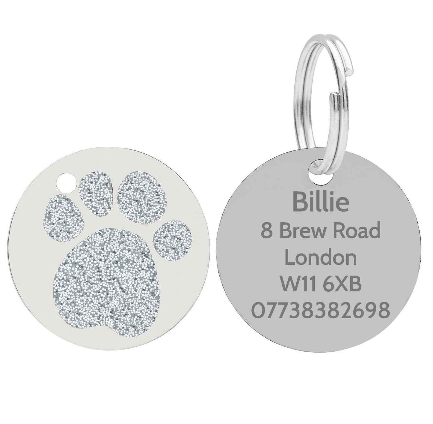 Personalised Engraved Pet Tag - Round Paw (RPW_056)