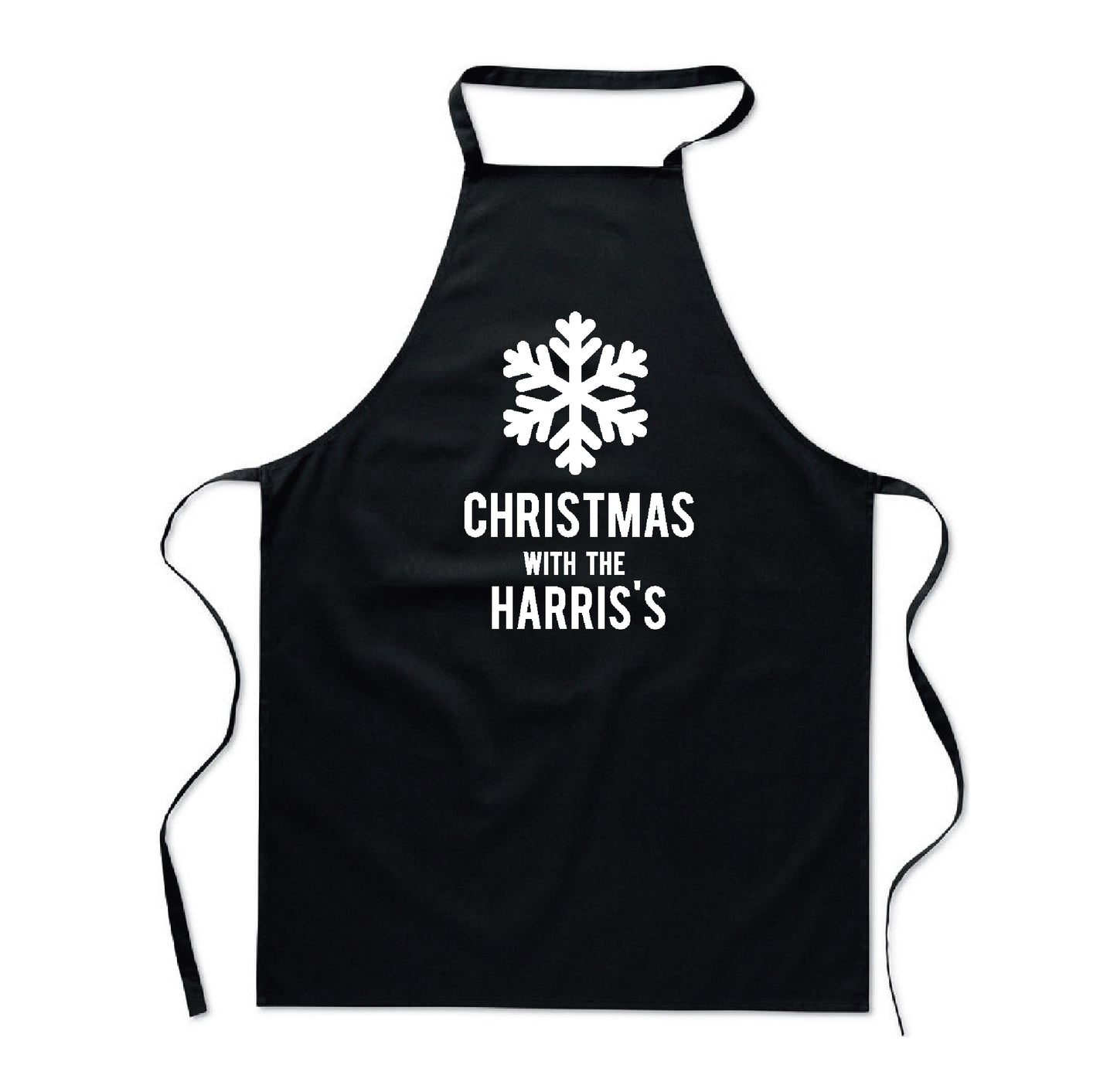 Personalised Black Christmas Name Apron - Snowflake