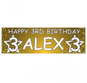 Giant Personalised Birthday Banner - Stars Gold