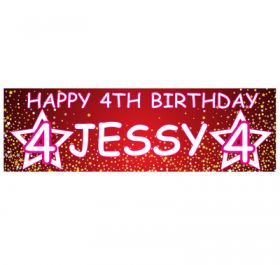 Giant Personalised Birthday Banner - Stars Red