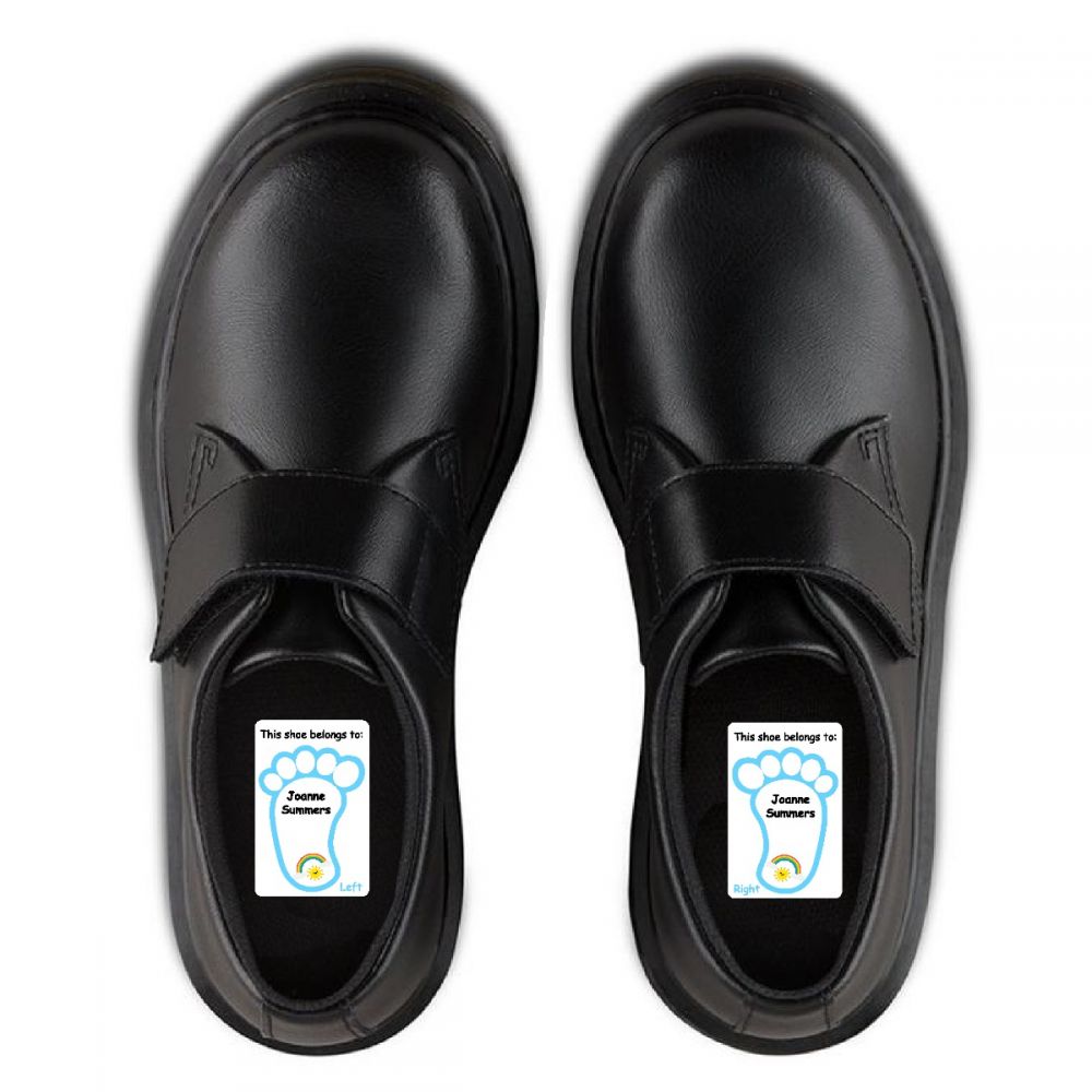 5 Pairs of Personalised Iron-on Name Shoe Labels - Rainbow