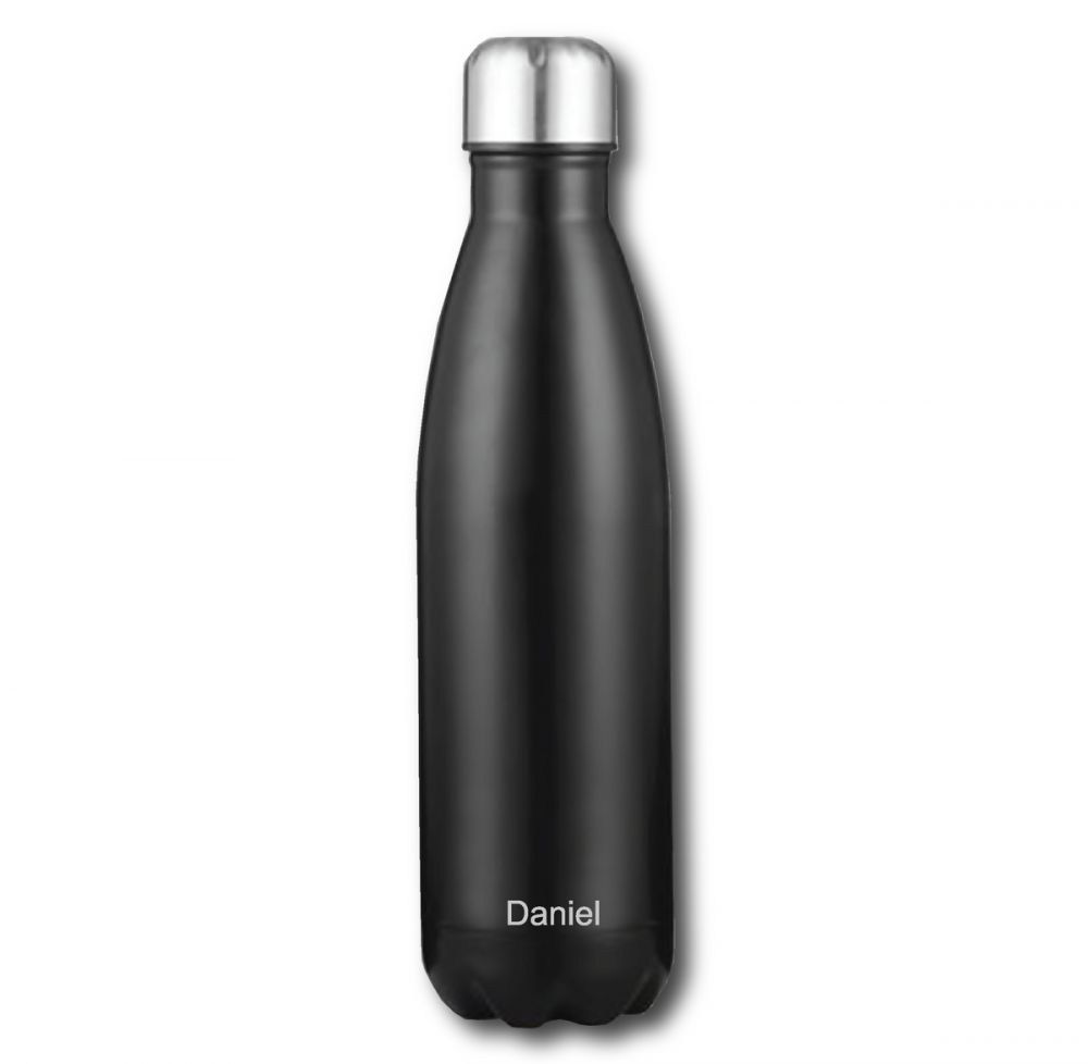 PERSONALISE NAME THERMAL WATER BOTTLE - BLACK MATTE