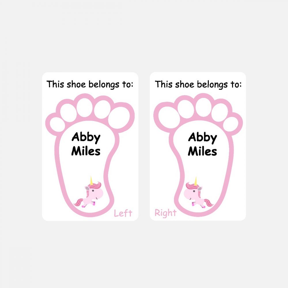 5 Pairs of Personalised Iron-on Name Shoe Labels - Unicorn