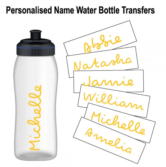 Personalised Name Water Bottle Sticker Transfer (3 Pack) - Yellow