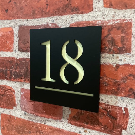 Aria Glow In The Dark Laser Cut Door Sign Plaque - Black