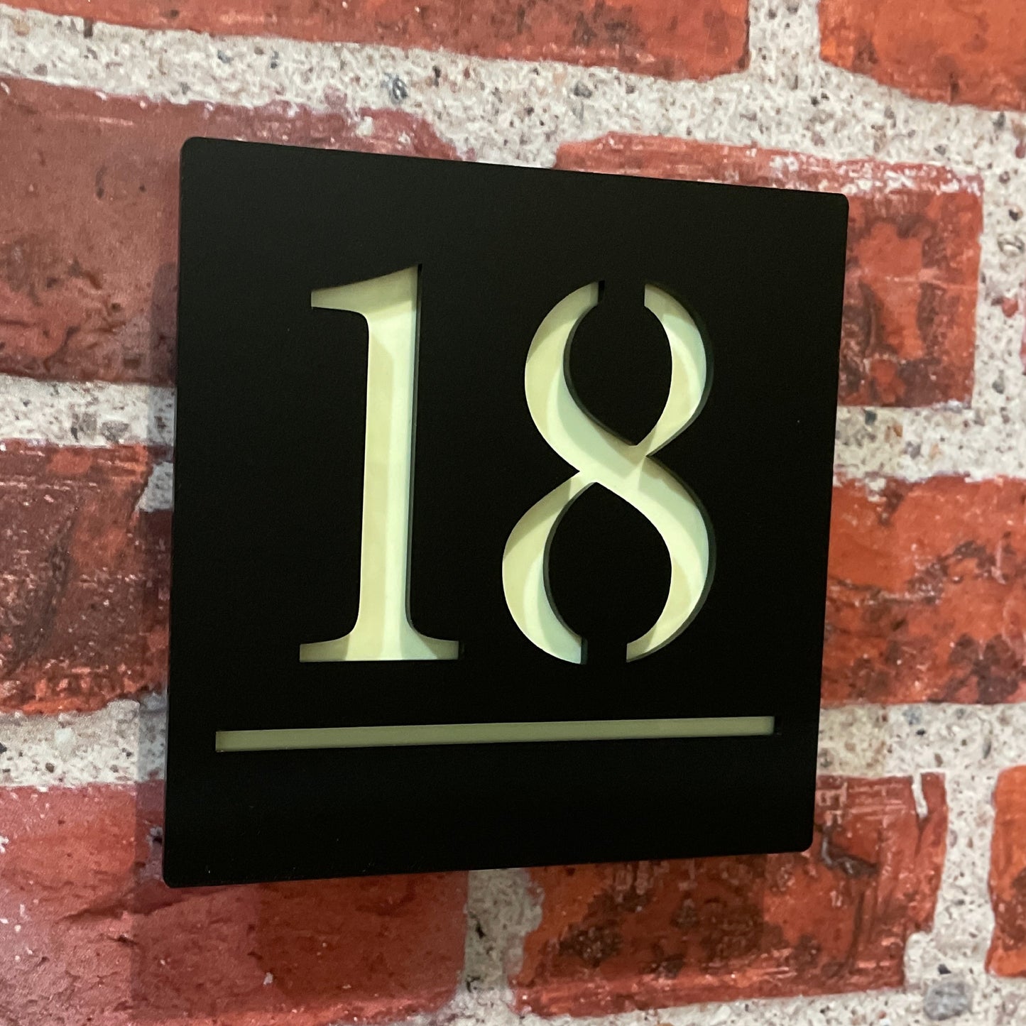Aria Glow In The Dark Laser Cut Door Sign Plaque - Black