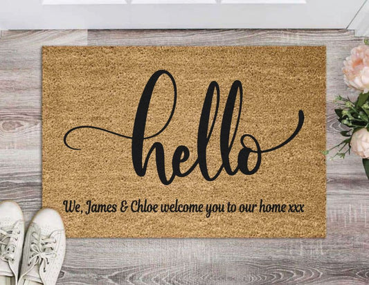 Personalised Coir Door Mat - Hello