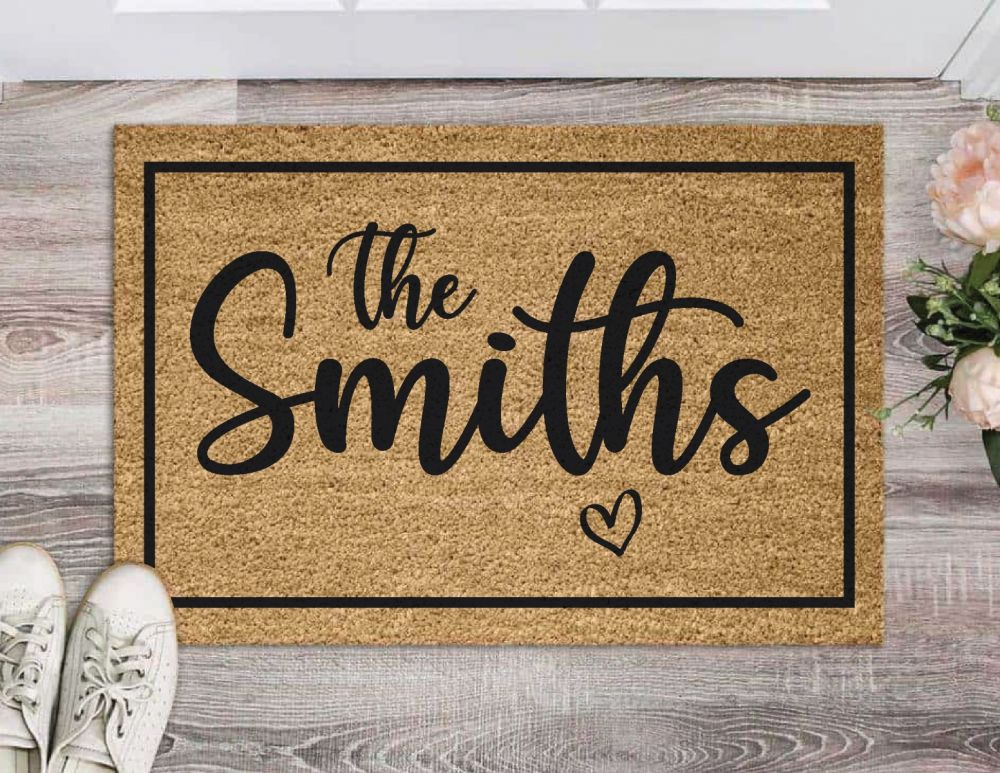 Personalised Coir Door Mat - The Name (Heart)