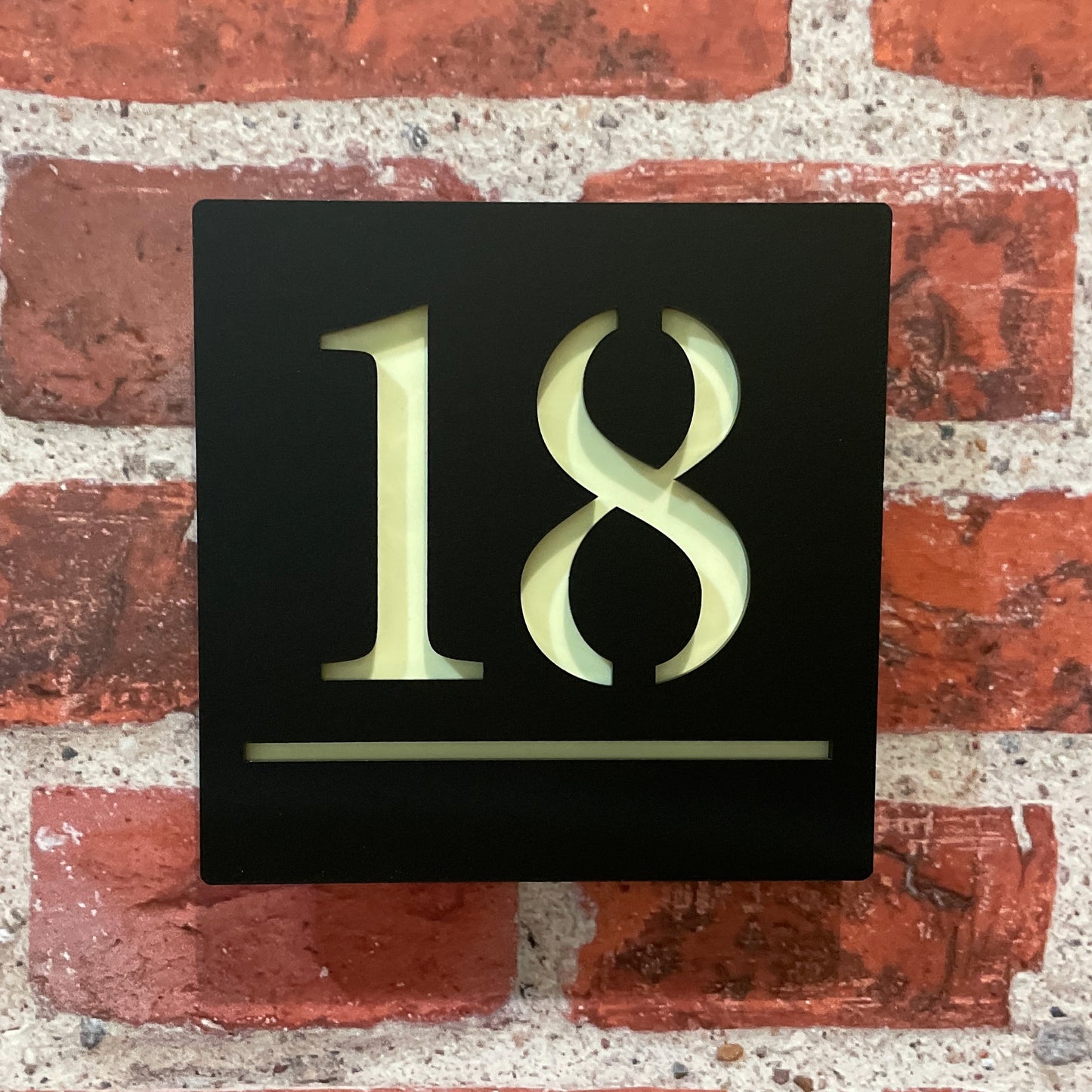 Aria Glow In The Dark Laser Cut Door Sign Plaque - Black