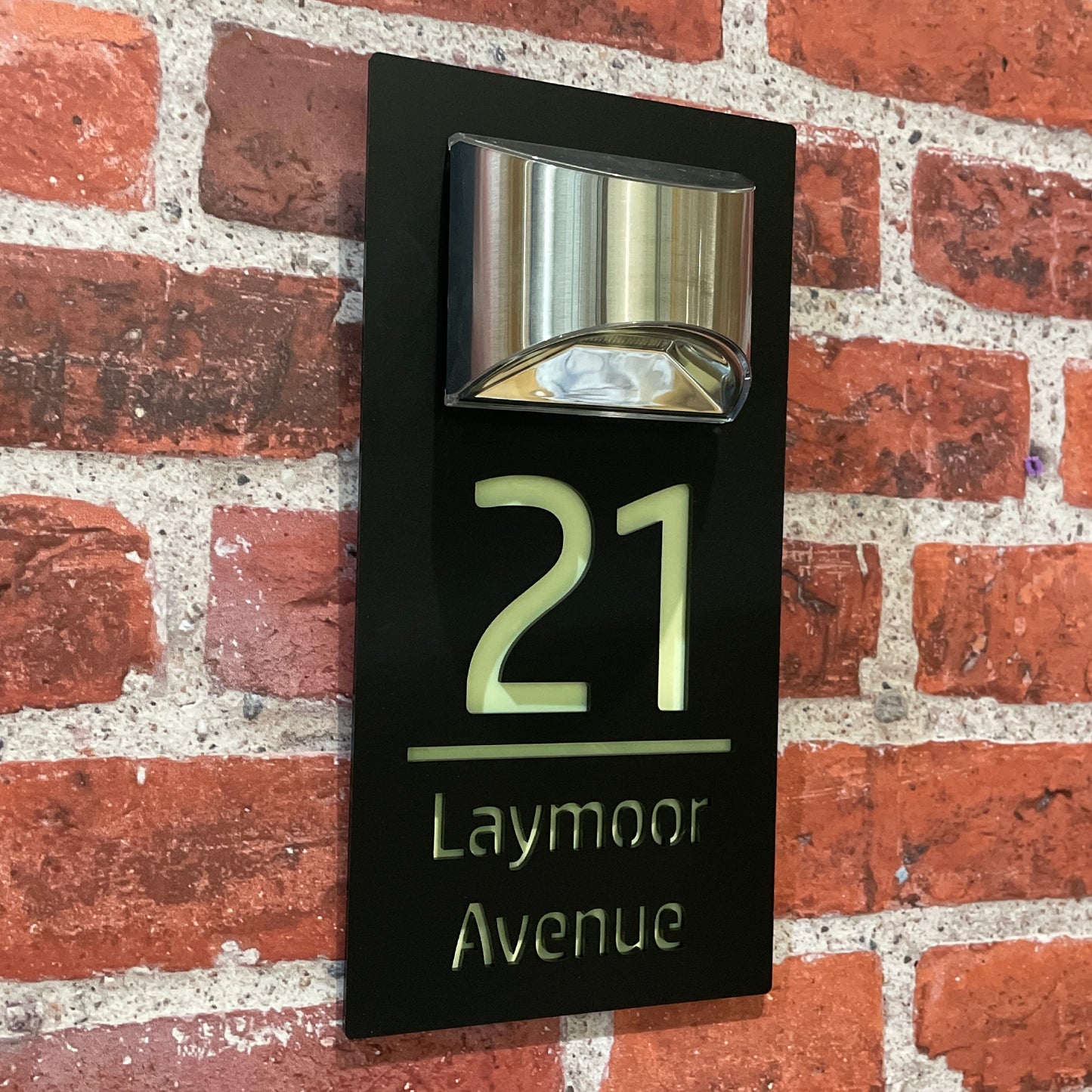 Grandeur Glow In The Dark Laser Cut Door Sign Plaque - Black