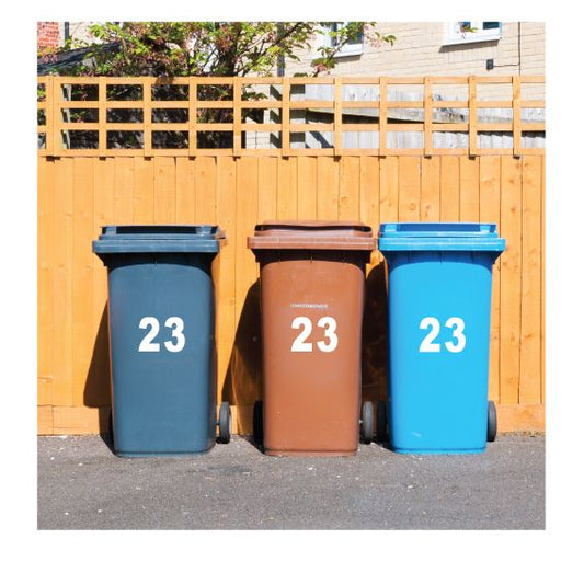 Wheelie Bin Numbers/Letters Stickers (Pack of 4 Sets)