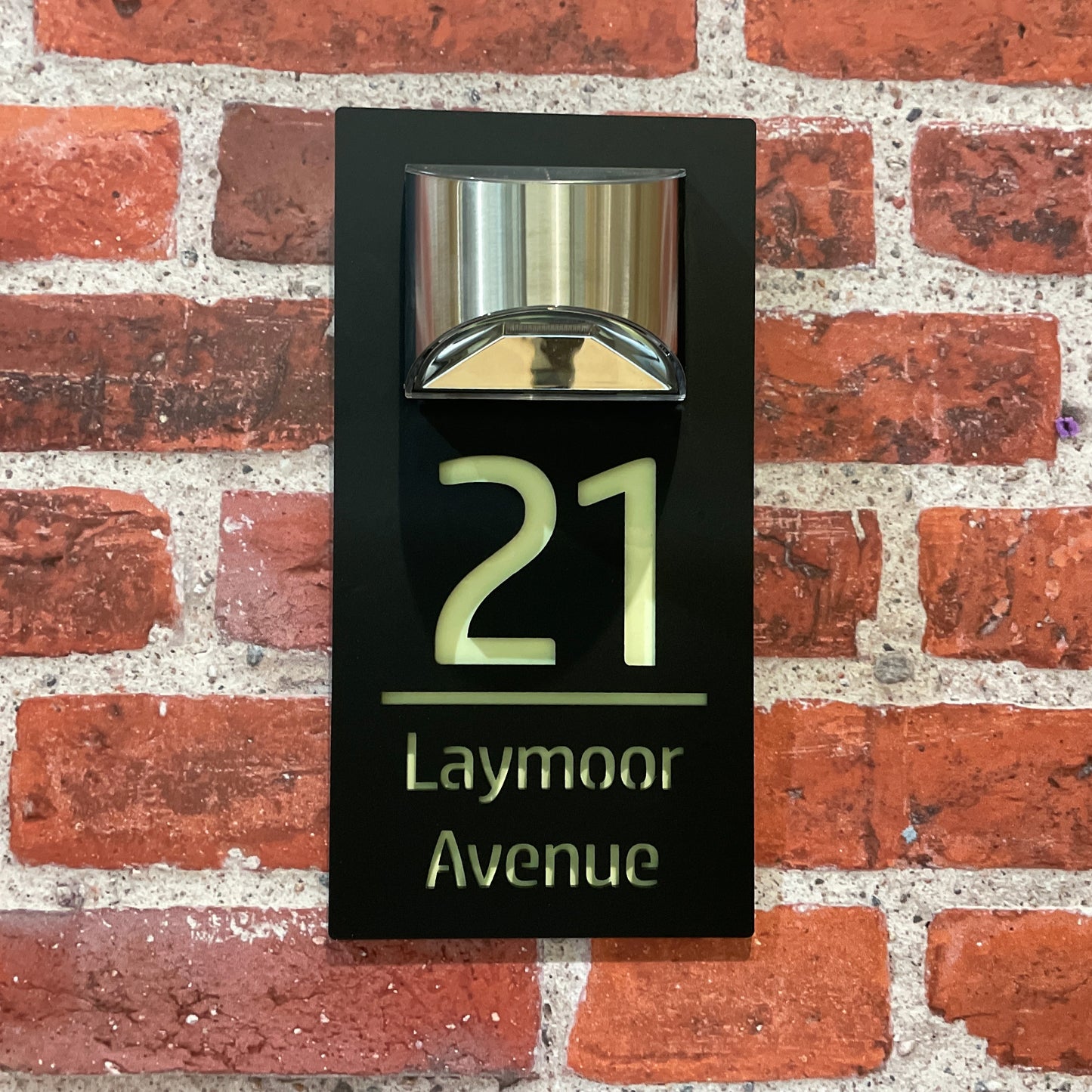 Grandeur Glow In The Dark Laser Cut Door Sign Plaque - Black