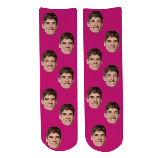 Personalised Face Socks - Novelty Dark Pink