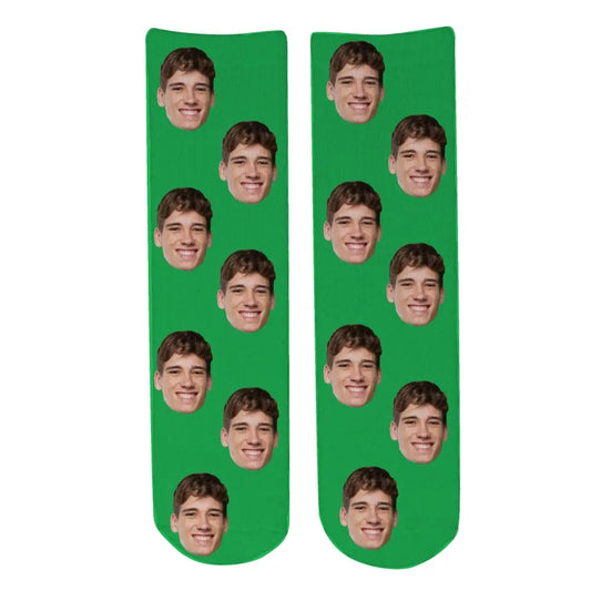 Personalised Face Socks - Novelty Green