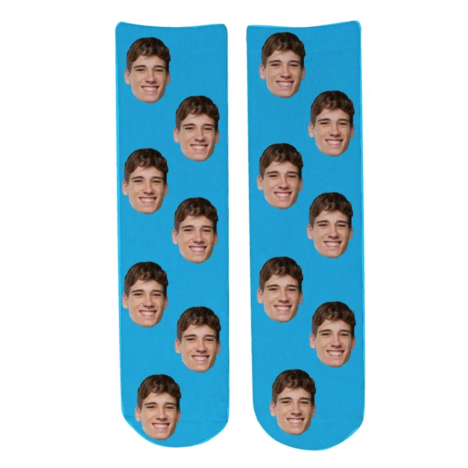 Personalised Face Socks - Novelty Light Blue