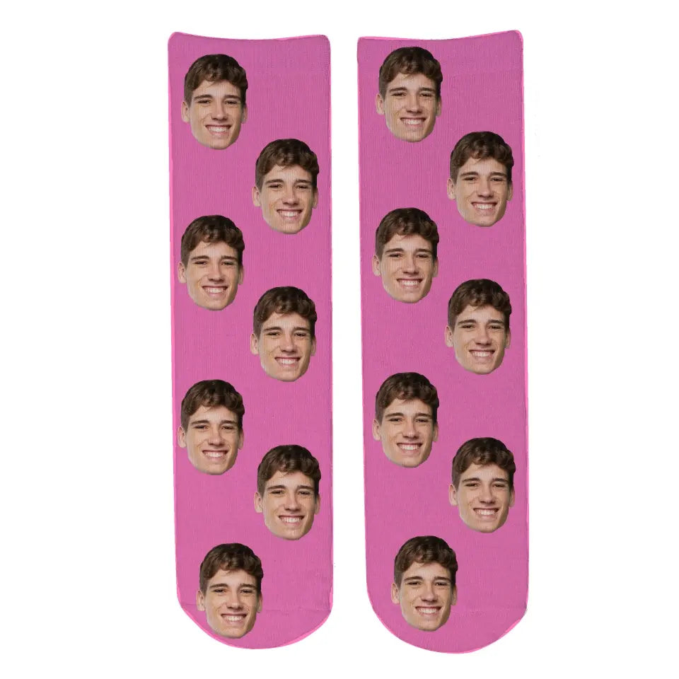 Personalised Face Socks - Novelty Light Pink
