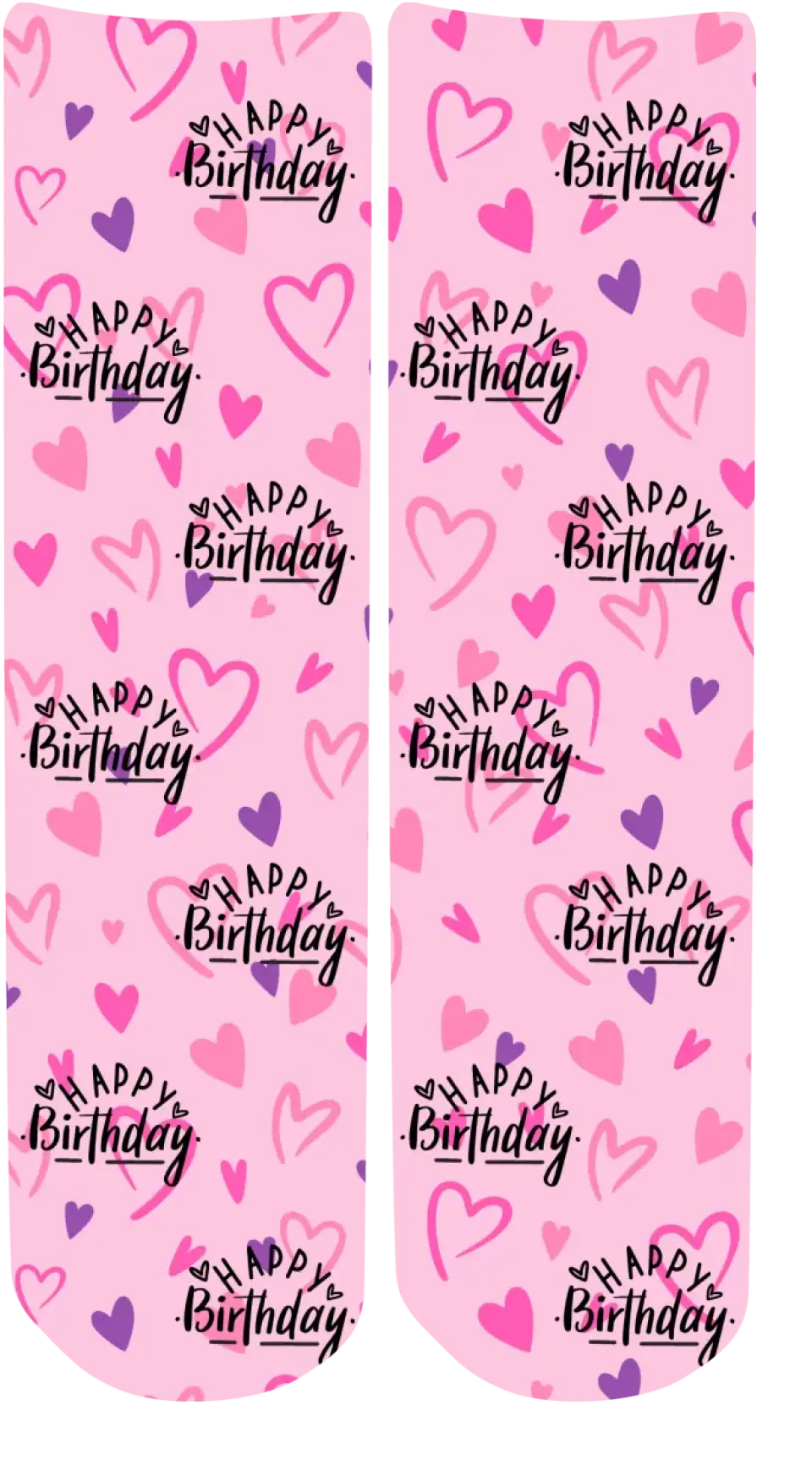 Personalised Face Socks - Happy Birthday (Pink_LoveHeartBKG)