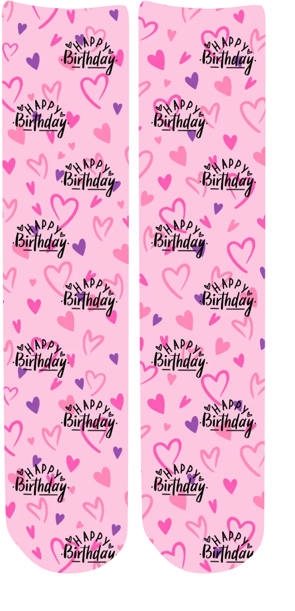 Personalised Face Socks - Happy Birthday (Pink_LoveHeartBKG)