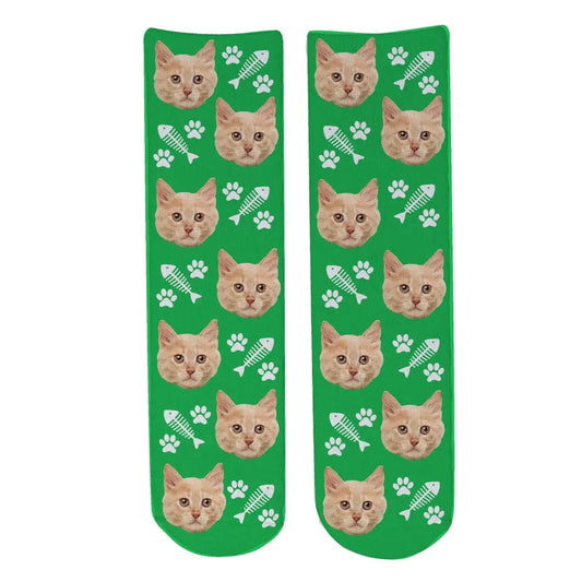 Personalised Face Socks - Pet Green (CPawPattern)