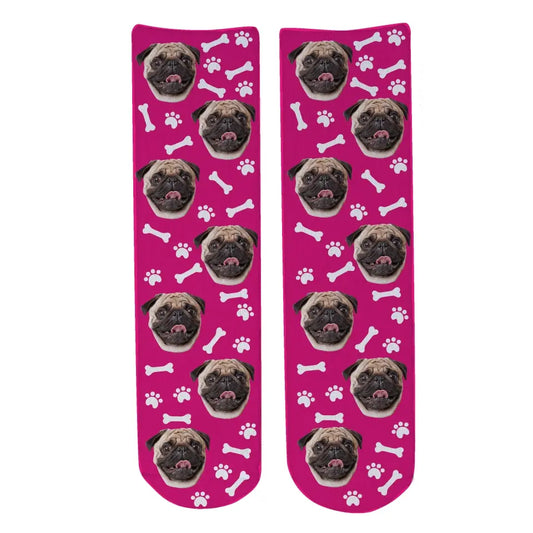 Personalised Face Socks - Pet Dark Pink (DBonePattern)
