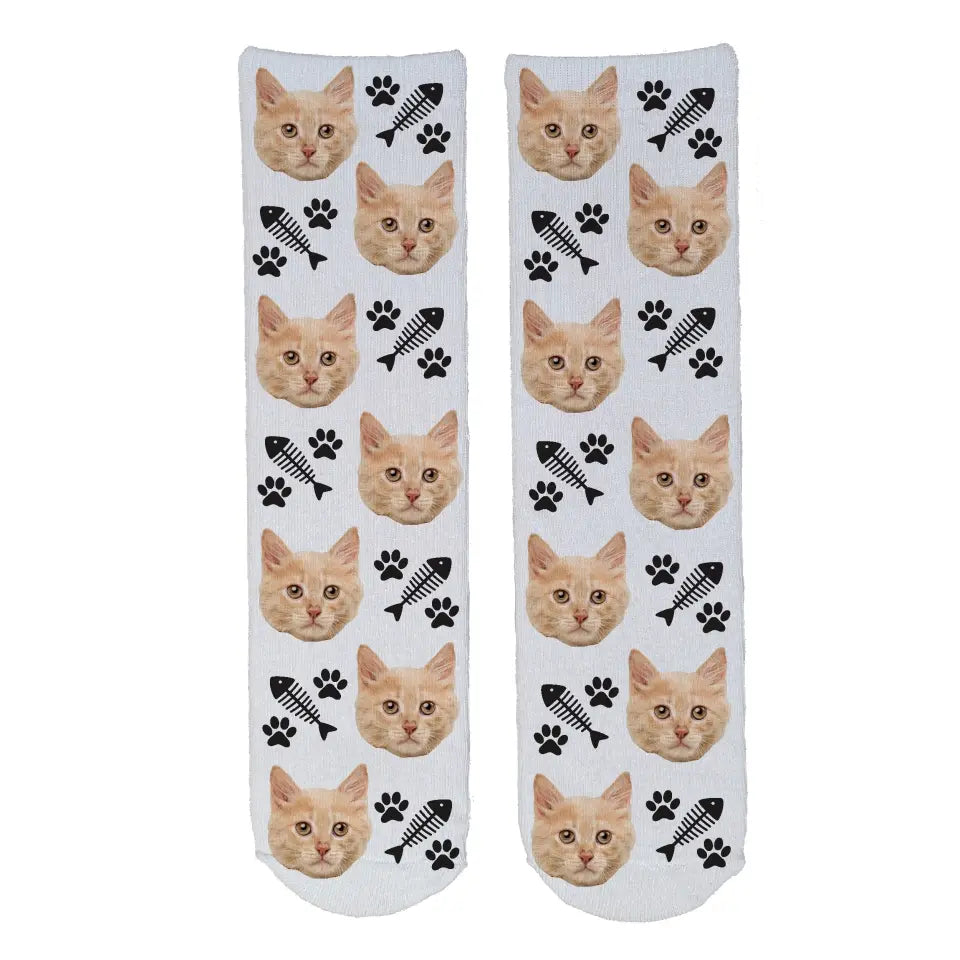 Personalised Face Socks - Pet White (CPawPattern)