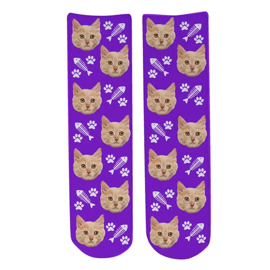 Personalised Face Socks - Pet Purple (CPawPattern)