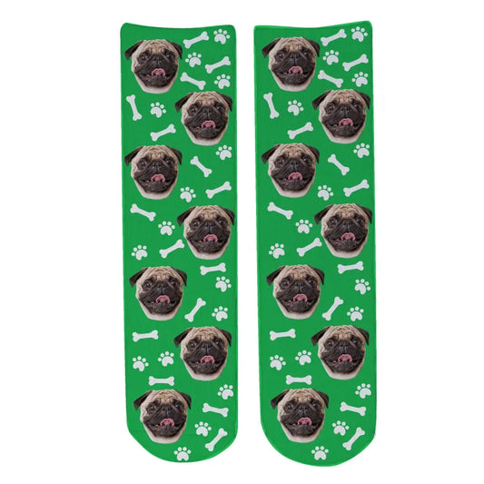 Personalised Face Socks - Pet Green (DBonePattern)