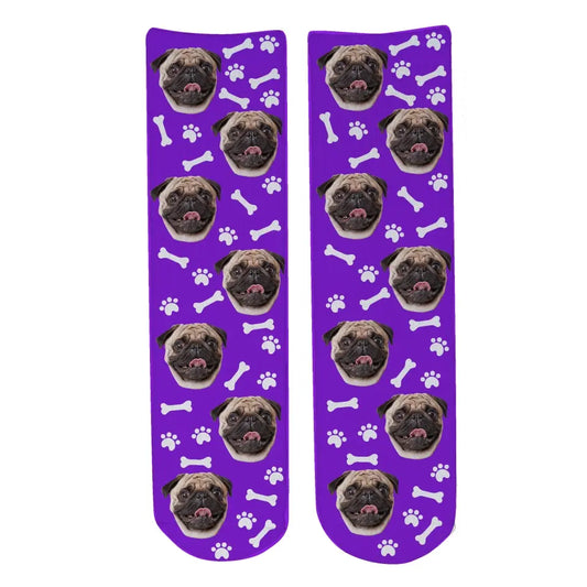 Personalised Face Socks - Pet Purple (DBonePattern)