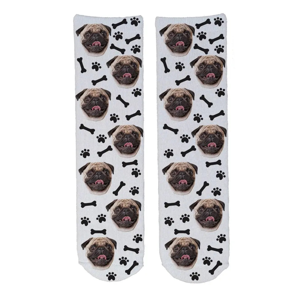 Personalised Face Socks - Pet White (DBonePattern)