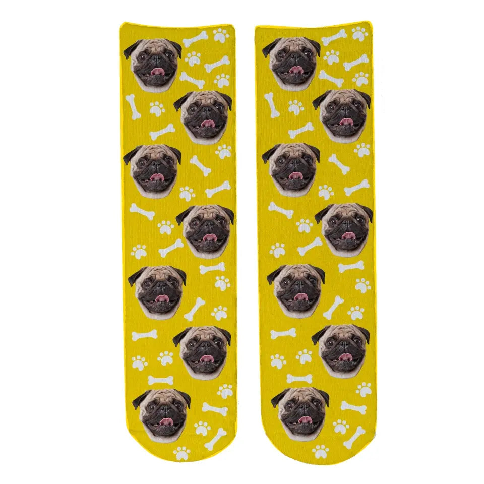 Personalised Face Socks - Pet Yellow (DBonePattern)
