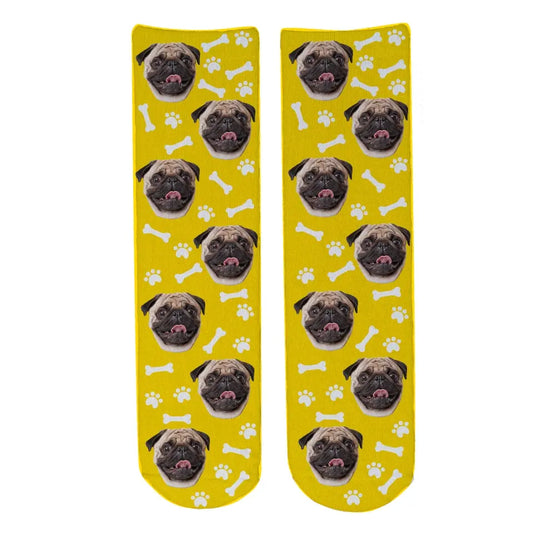 Personalised Face Socks - Pet Yellow (DBonePattern)