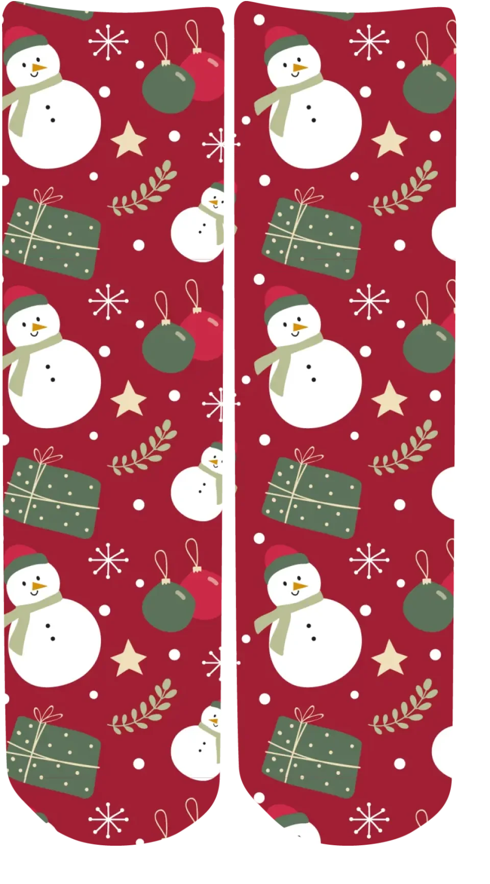 Personalised Christmas Face Socks - Festive (Baubles/Snowman)