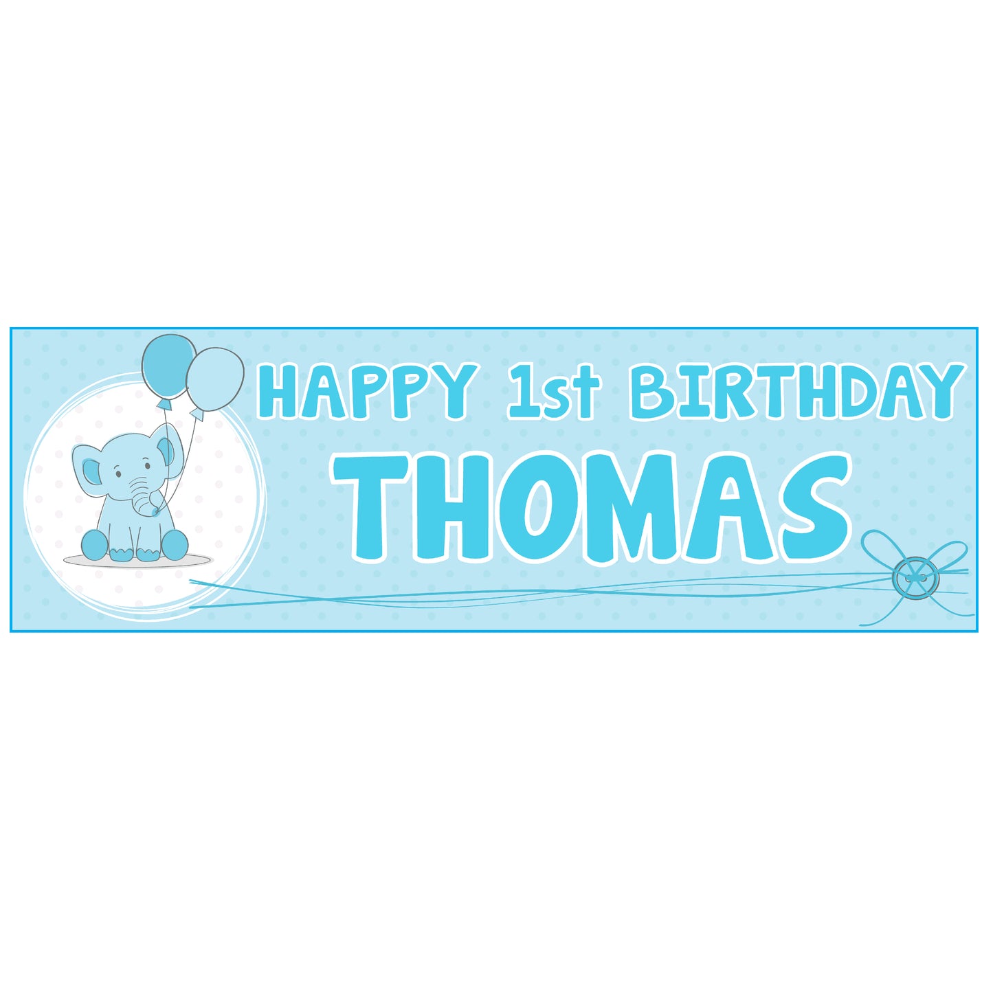 Personalised Birthday Banner Elephant - Blue