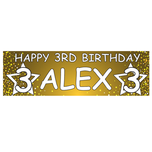 Personalised Birthday Banner Stars - Gold