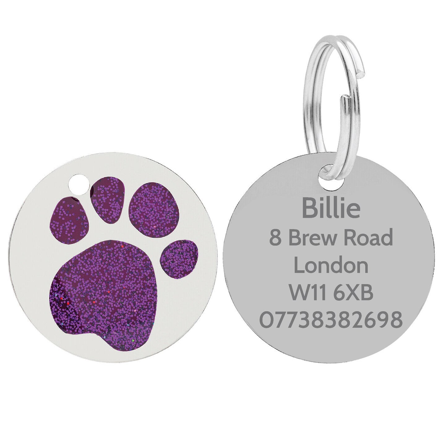 Personalised Engraved Pet Tag - Round Paw (RPW_056)