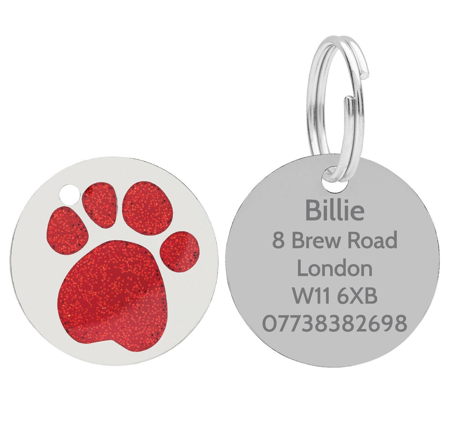Personalised Engraved Pet Tag - Round Paw (RPW_056)