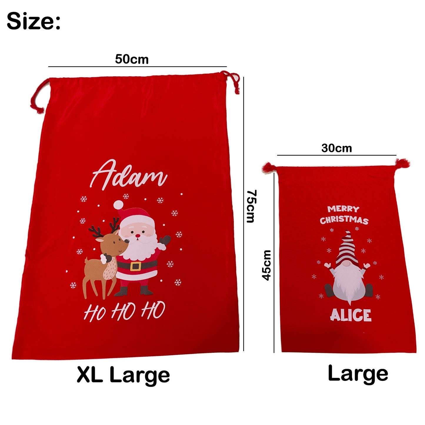 Personalised Red Christmas Santa Sack - Elf