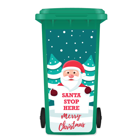 Christmas Wheelie Bin Panel Sticker - Santa Stop Here D04